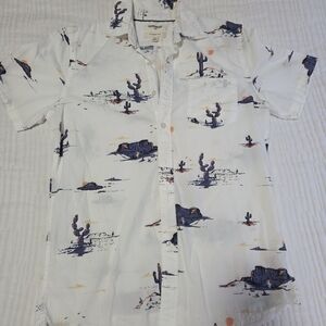 Goodthreads White Short-Sleeve Desert Print Button-Down Shirt